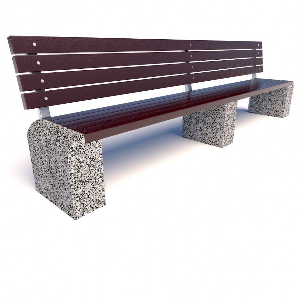 Скамейка бетонная Евро1 Лайн со спинкой с фактурой